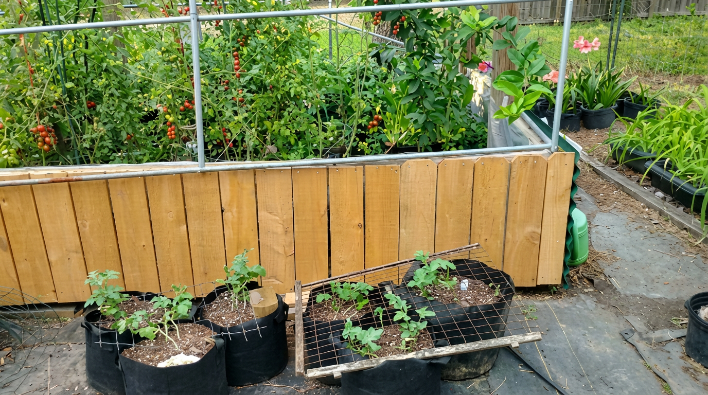 The smaller watermelons are planted